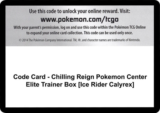 Code Card - Chilling Reign Pokemon Center Elite Trainer Box [Ice Rider Calyrex] [SWSH06]