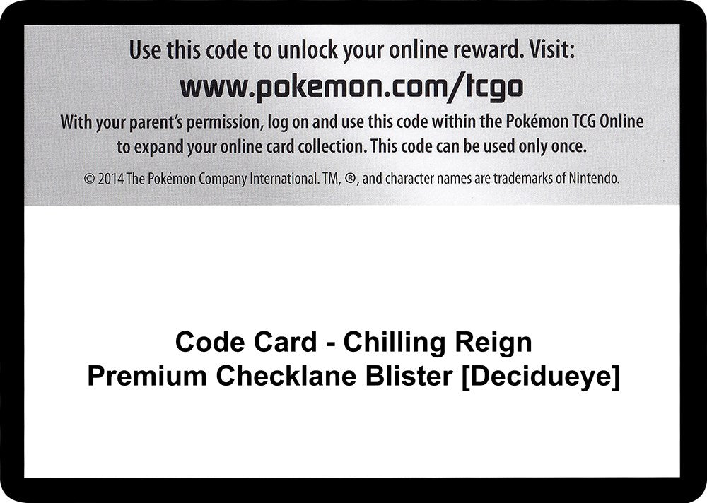 Code Card - Chilling Reign Premium Checklane Blister [Decidueye] [SWSH06]