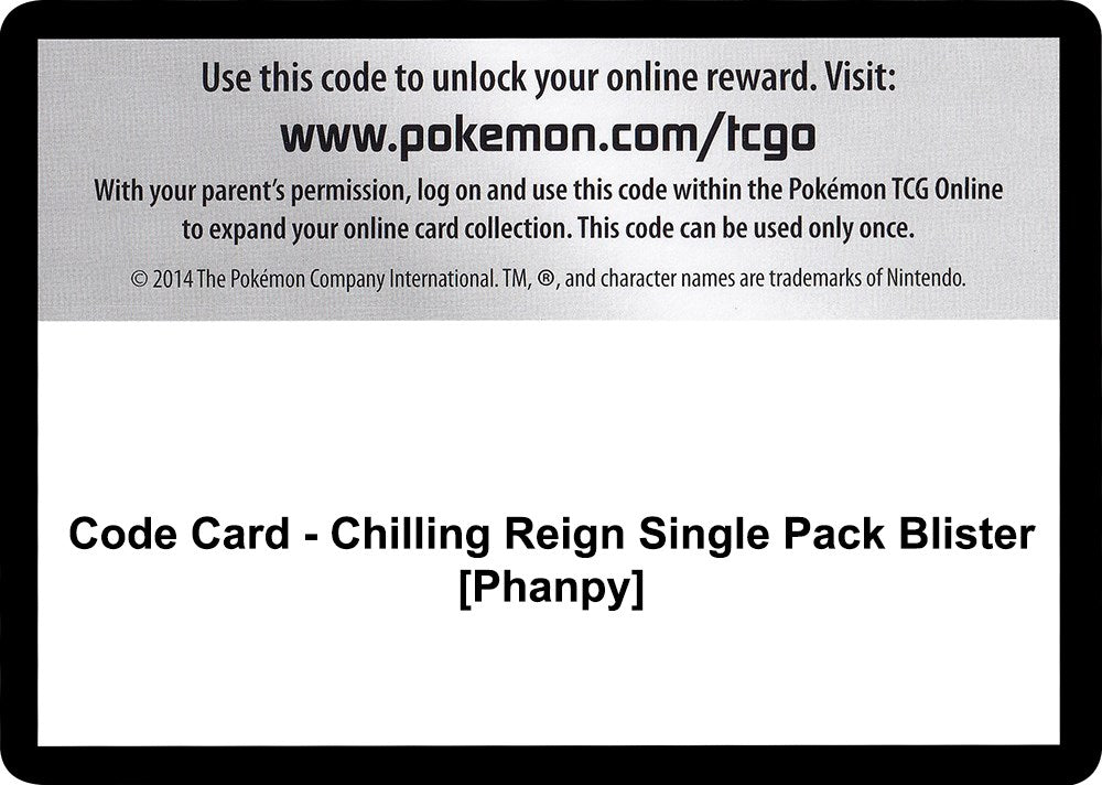 Code Card - Chilling Reign Single Pack Blister [Phanpy] [SWSH06]