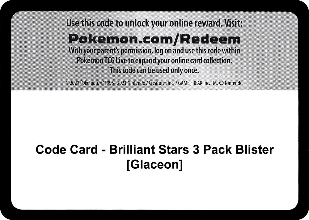 Code Card - Brilliant Stars 3 Pack Blister [Glaceon] [SWSH09]