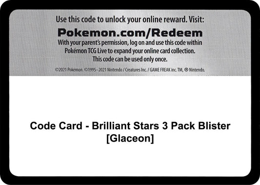 Code Card - Brilliant Stars 3 Pack Blister [Glaceon] [SWSH09]