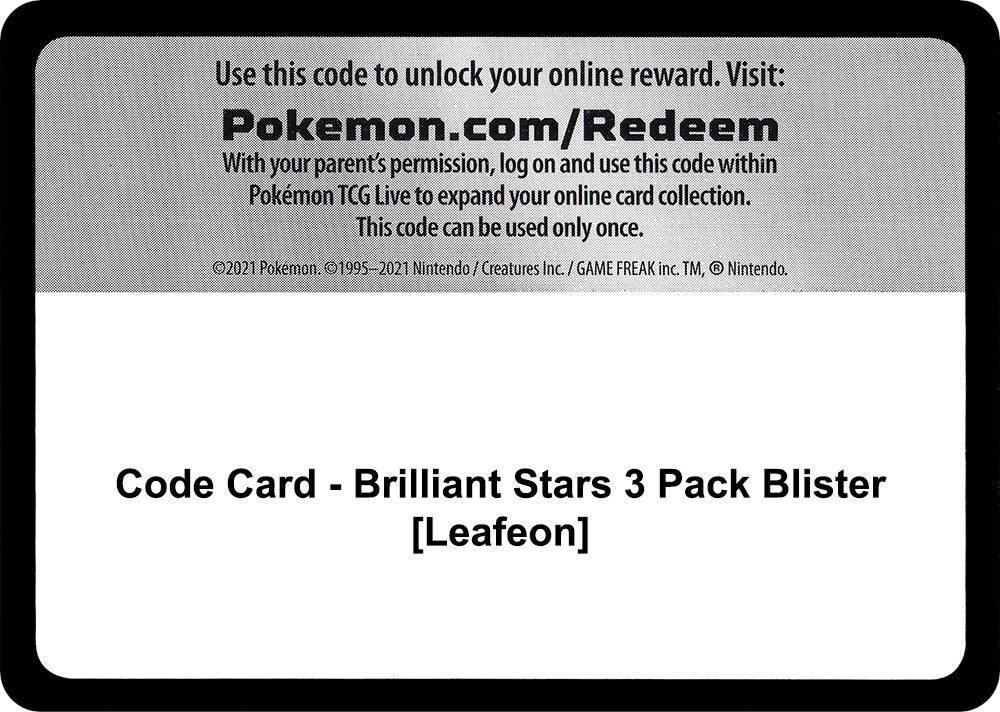 Code Card - Brilliant Stars 3 Pack Blister [Leafeon] [SWSH09]