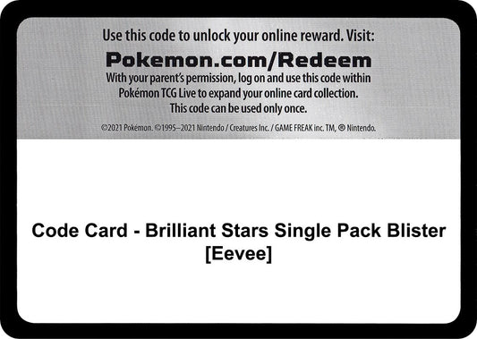 Code Card - Brilliant Stars Single Pack Blister [Eevee] [SWSH09]