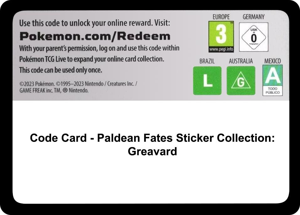 Code Card - Paldean Fates Sticker Collection: Greavard [PAF]