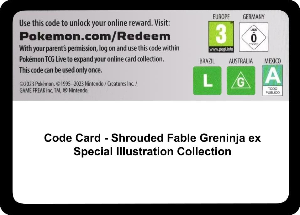 Code Card - Shrouded Fable Greninja ex Special Illustration Collection [SFA]