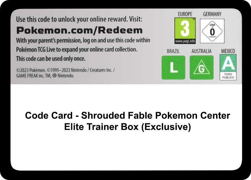 Code Card - Shrouded Fable Pokemon Center Elite Trainer Box (Exclusive) [SFA]