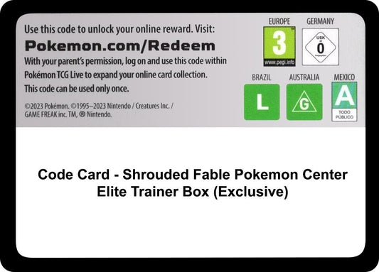 Code Card - Shrouded Fable Pokemon Center Elite Trainer Box (Exclusive) [SFA]