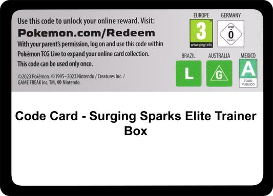 Code Card - Surging Sparks Elite Trainer Box [SSP]